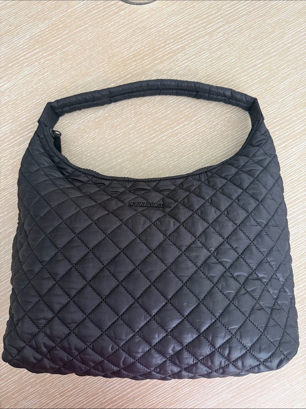 MZ WALLACE Large Metro Shoulder Quilted Black Shoulder Hobo Quilted Bag 232 - Picture 16 of 17